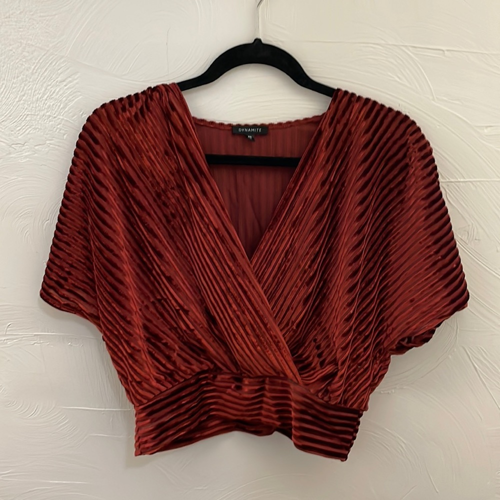 Dynamite Burnt Orange Velvet Top